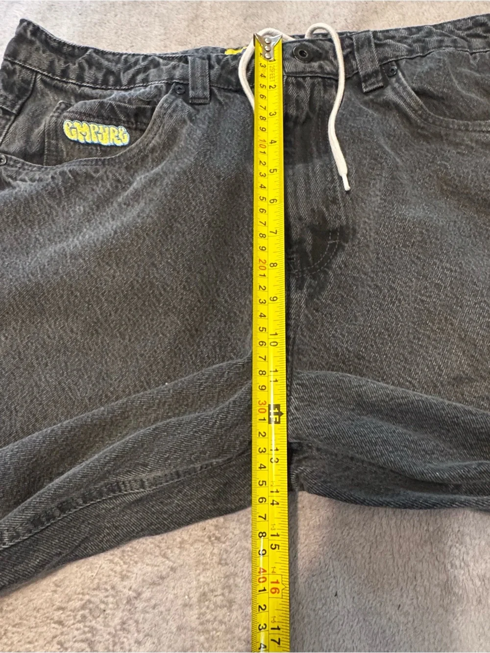 Empyre Jeans Mens 34 Black Gray Acid Wash Baggy Skate Denim Pants Y2K